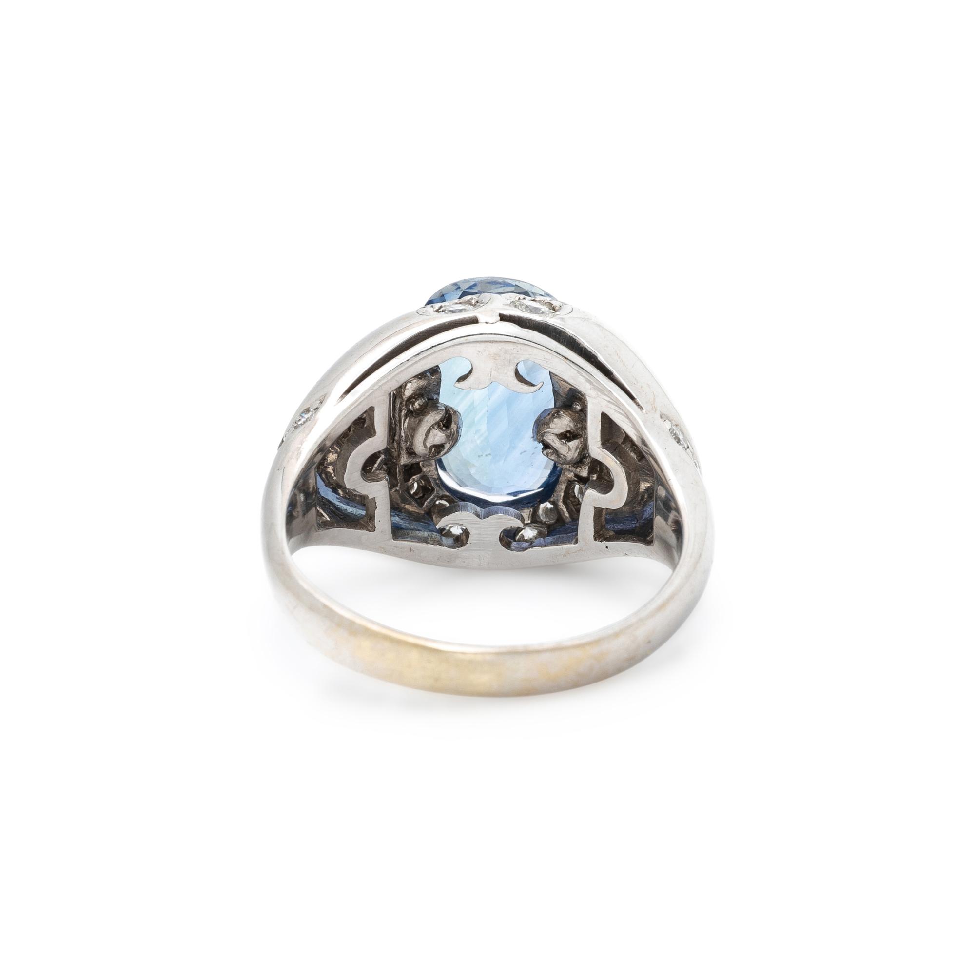 SAPPHIRE, DIAMOND, AND WHITE GOLD RING