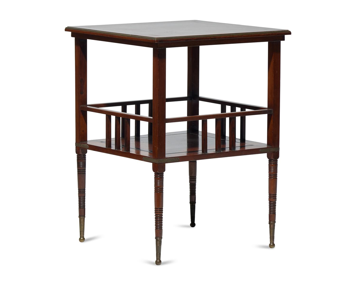 An Aesthetic Inlaid Amaranth Tiered Table, A. & H. Lejambre, Philadelphia, PA, Circa 1880