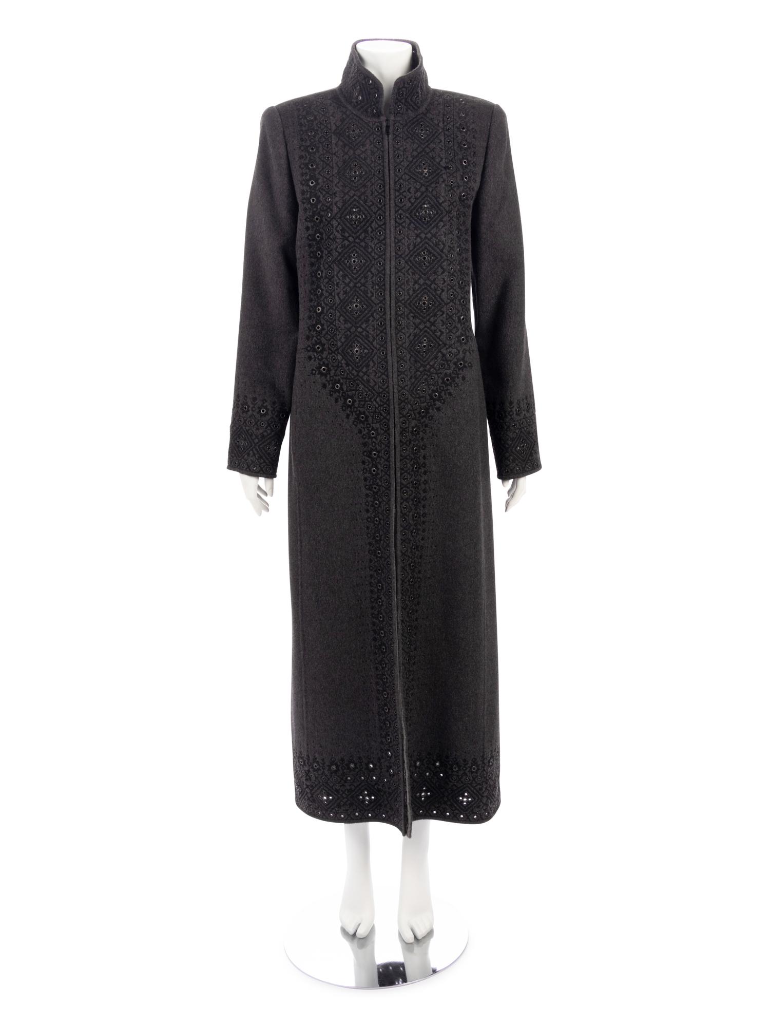 Oscar de la Renta Embroidered Cashmere Top Coat