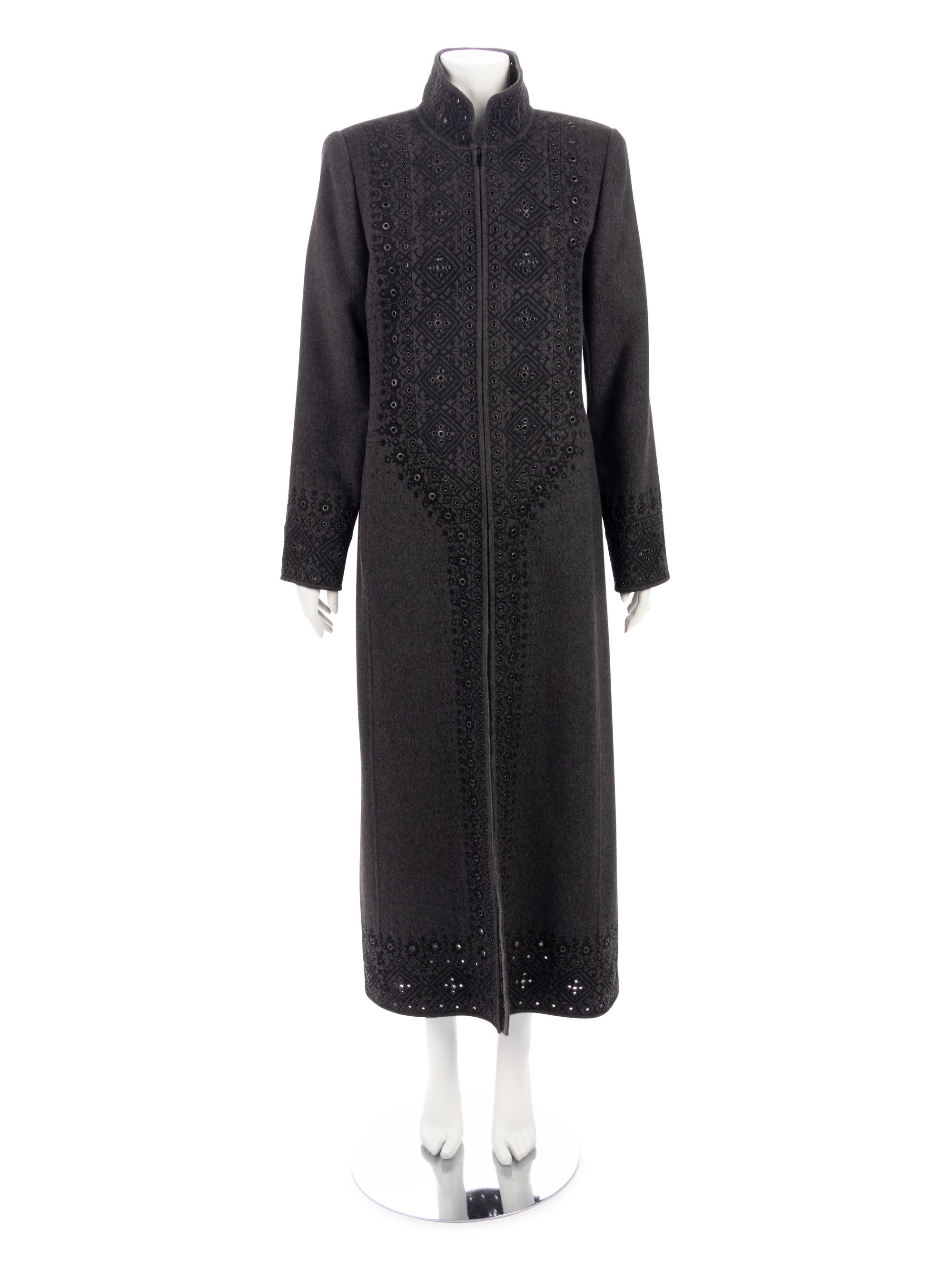 Oscar de la Renta Embroidered Cashmere Top Coat