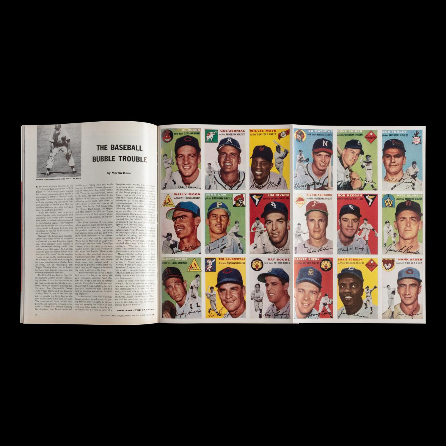 A 1954 Sports Illustrated First Issue with Topps Baseball Card Insert with Presentation Folio