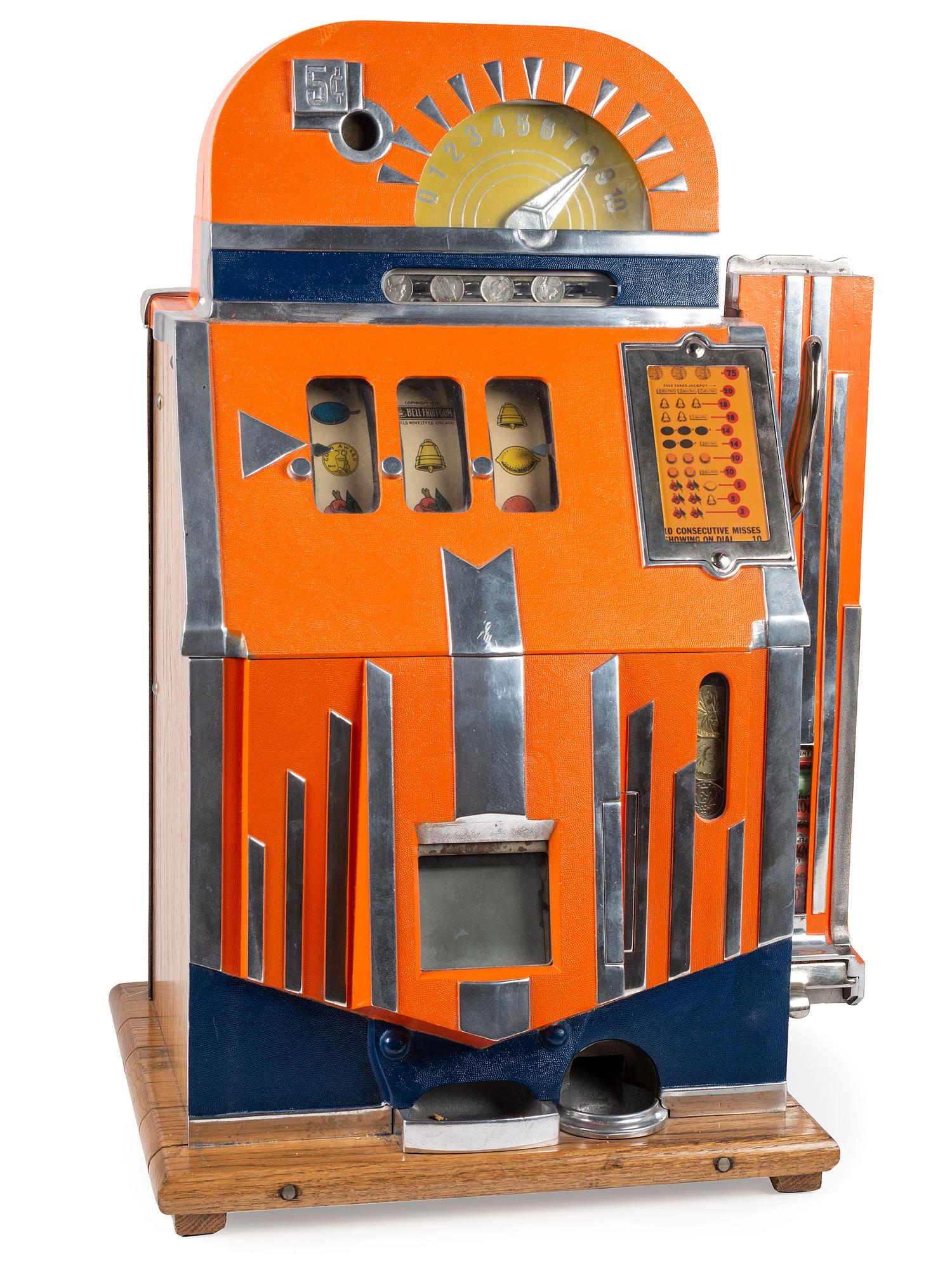 A Mills 5 Cent Bell Fruit Gum Slot Machine