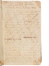 [US NAVY] -- [MARITIME]. Manuscript journal containing "Remarks and observations of Lt. Paulding of the U.S. Frigate Macedonian Commanded by John Downes, Esq. And bound on a Cruise in the Pacific Ocean." Illustrated. Ca. 1818-1828.