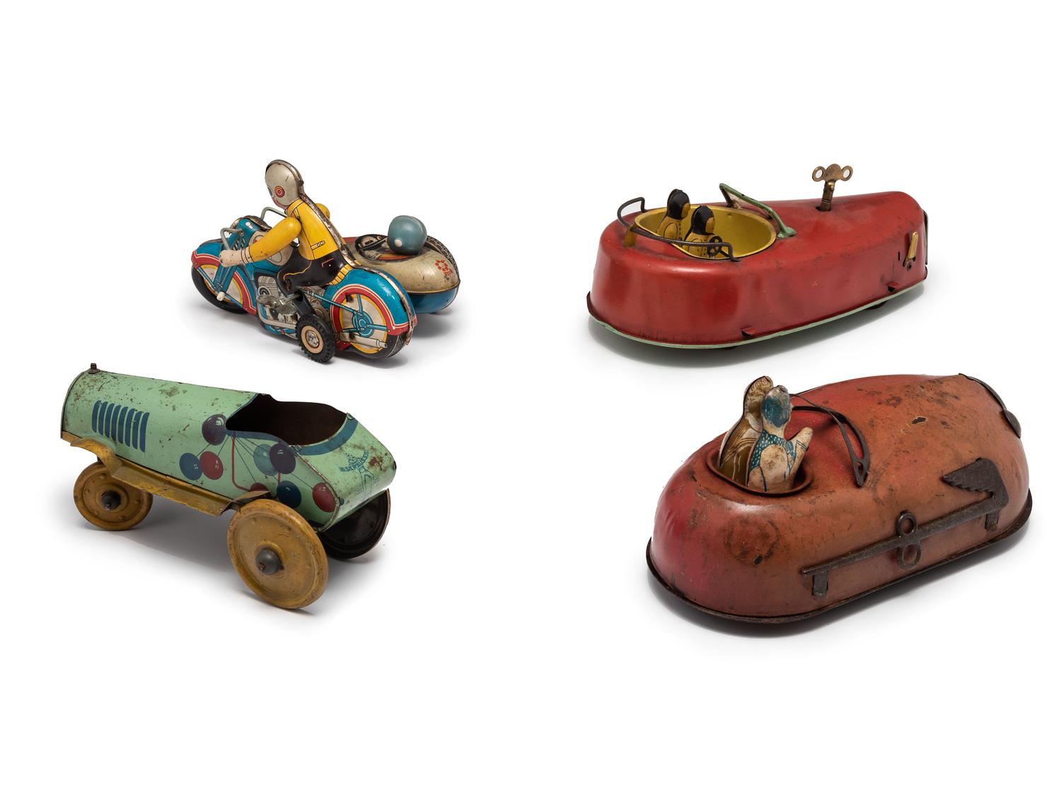 Four Tin Windup Vehicles
