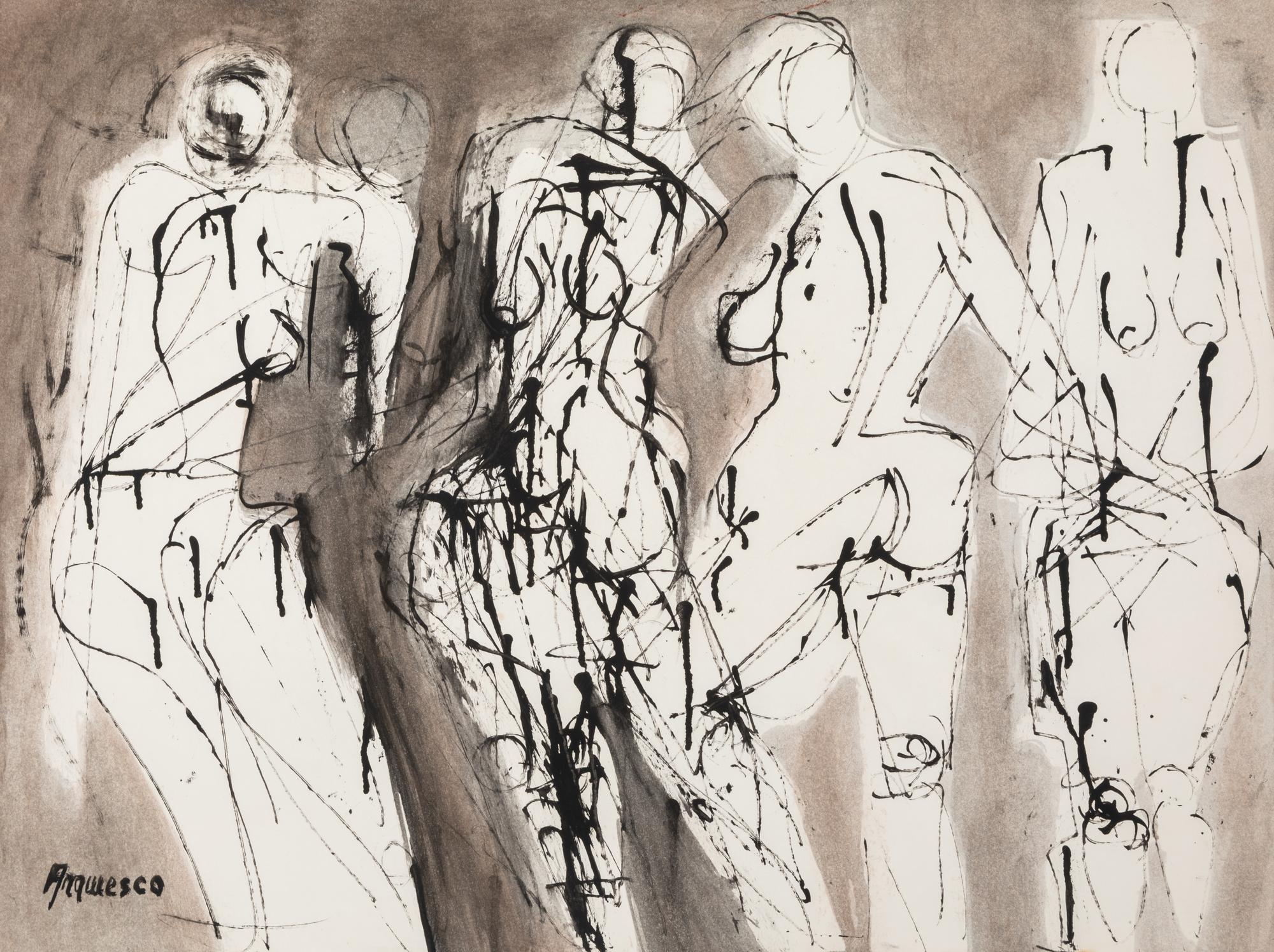Georgeta-Gigi Aramescu Anderson, (Romanian-American, 1910-1994), A group of 4 works: Two Figures, Five Figures, Four Figures, and Four