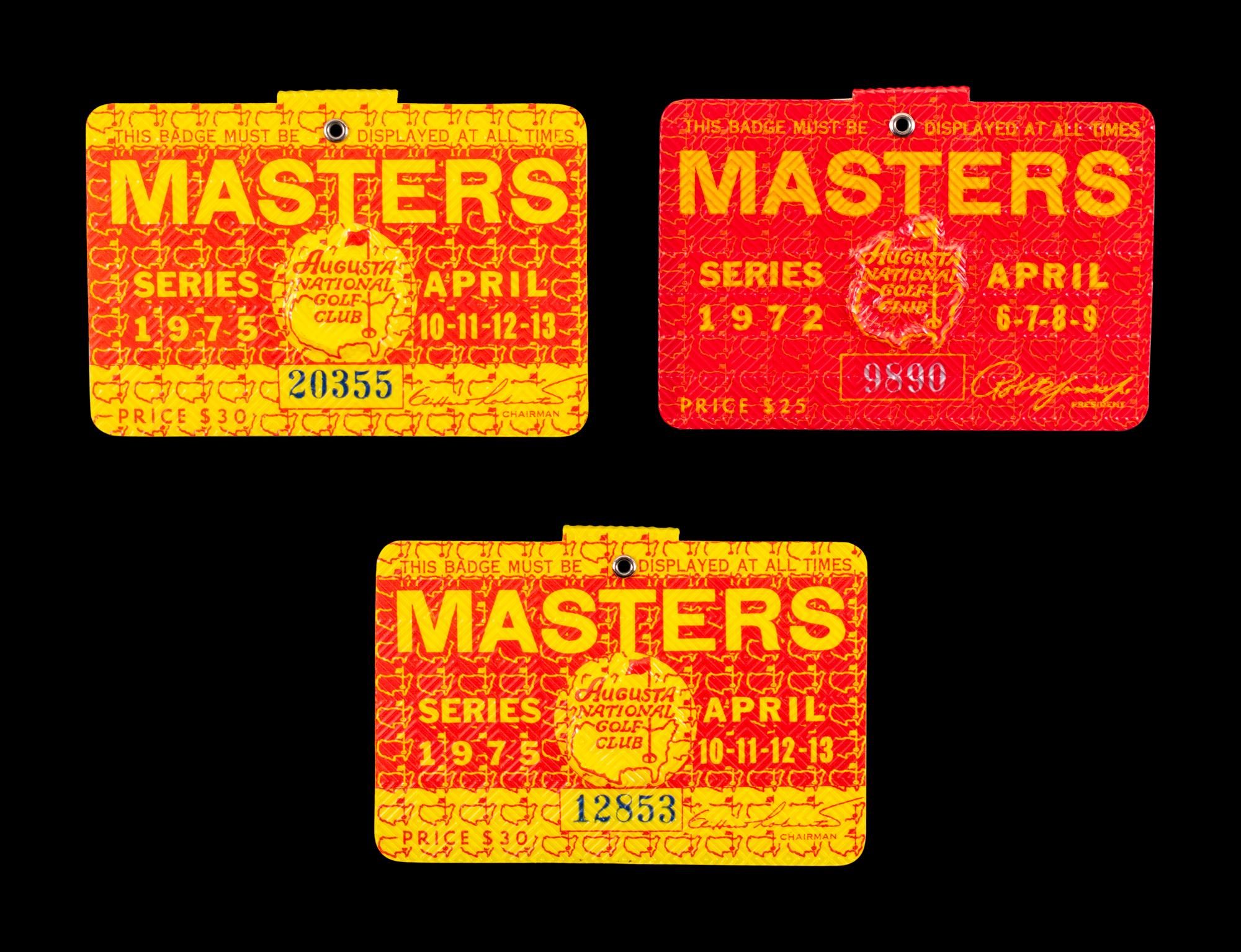 A Group of Three Jack Nicklaus Masters Golf Tournament Augusta National Badges,