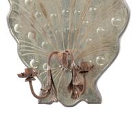 A Pair of Italian Mirrored and Wrought Iron Two-Light Sconces