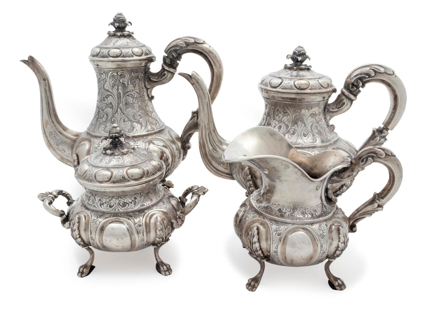 A German 800 Silver Four Piece Tea and Coffee Service — Unknown Maker, 20th Century