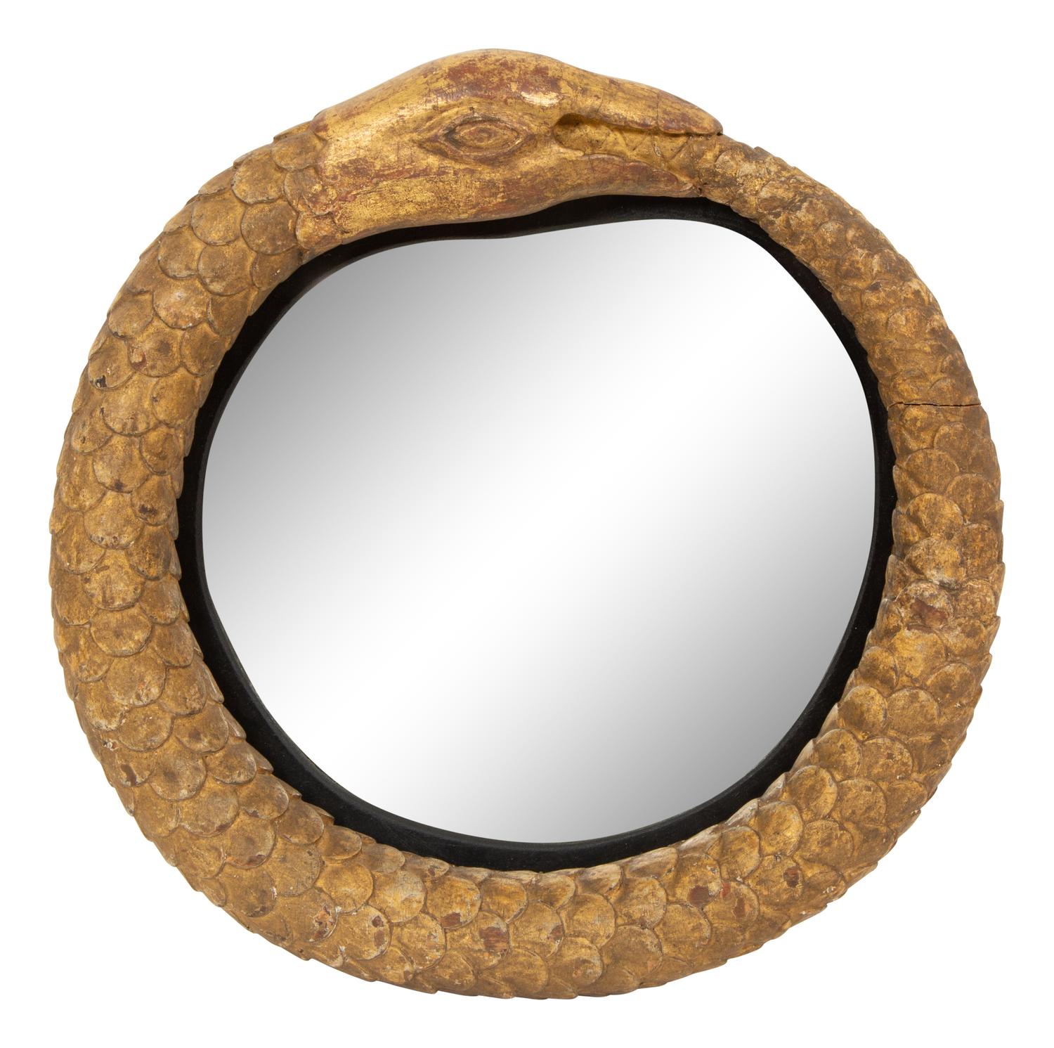 A Pair of Giltwood Snake Motif Mirrors
