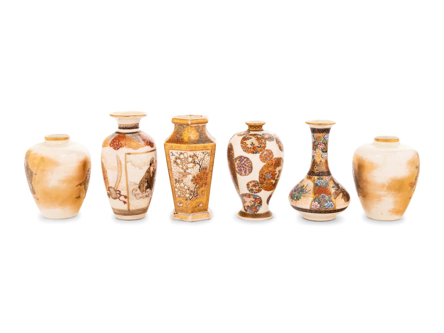 Six Small Satsuma Vases
