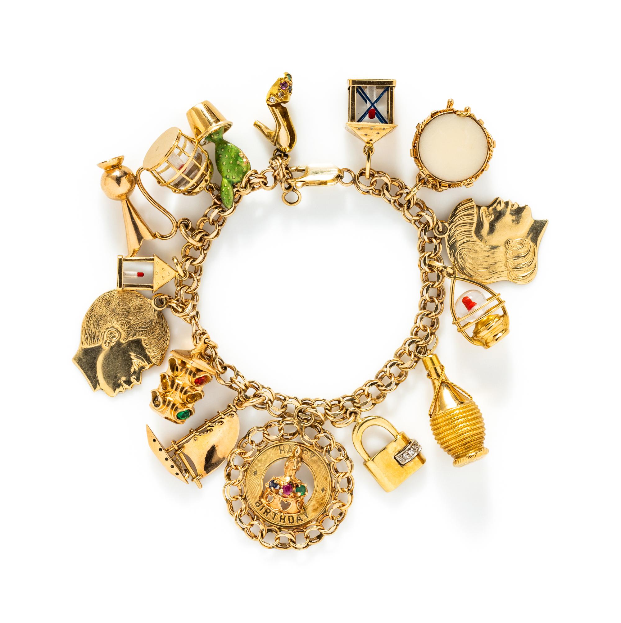 YELLOW GOLD CHARM BRACELET