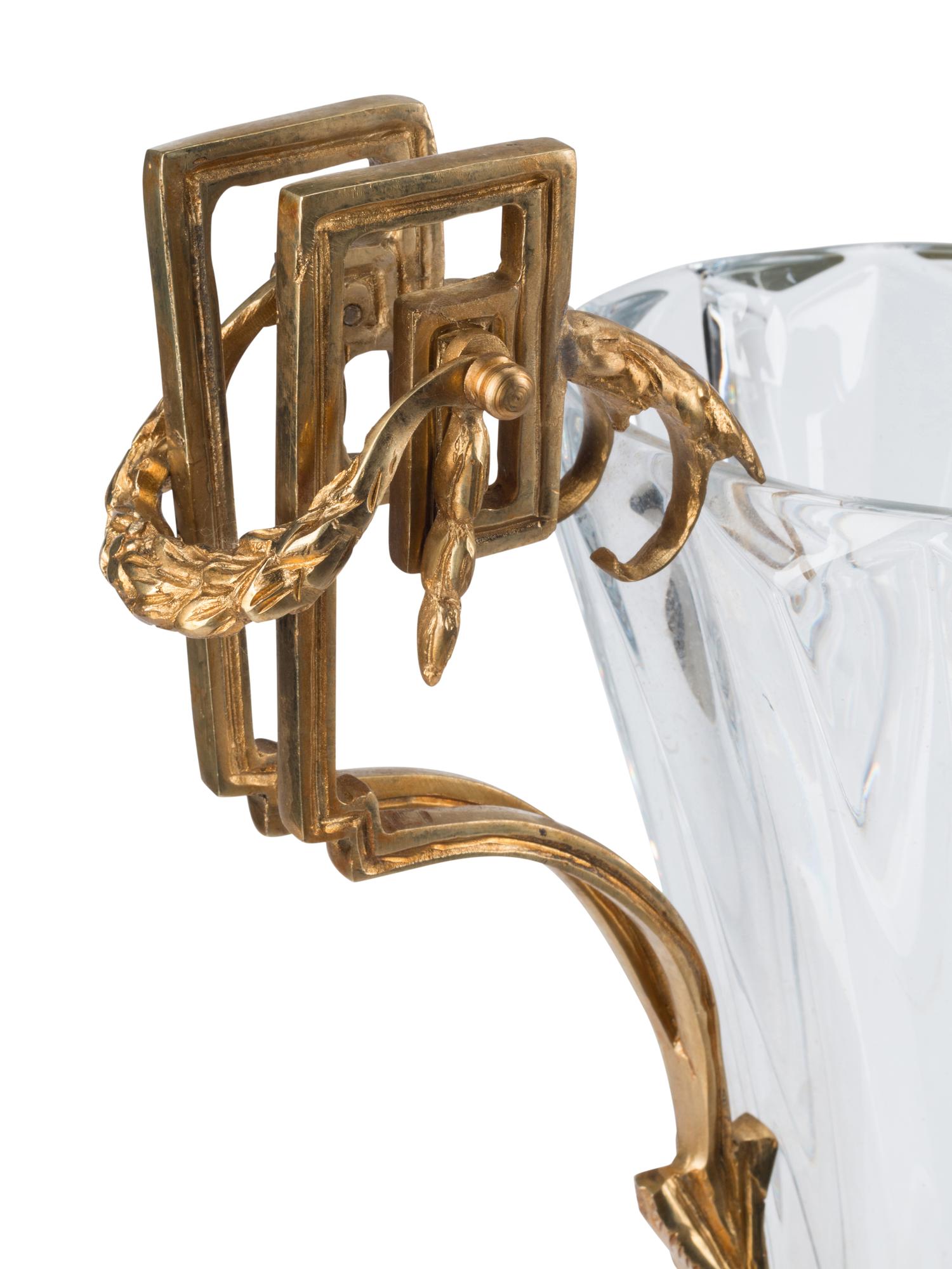 A Pair of Gilt Bronze Mounted Cut Glass Trumpet Vases