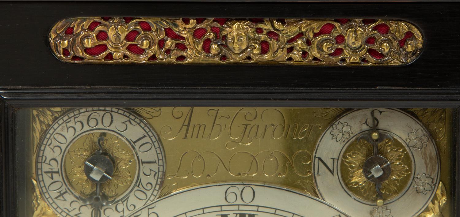 A Rare English Ebony Veneered Repeating Table Clock