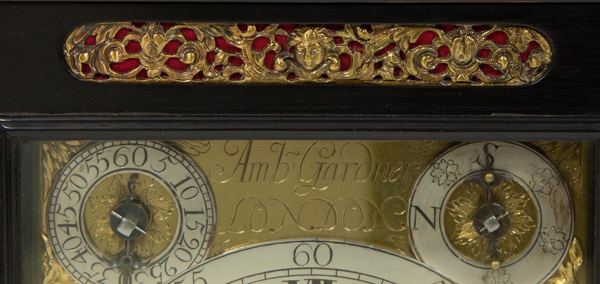A Rare English Ebony Veneered Repeating Table Clock