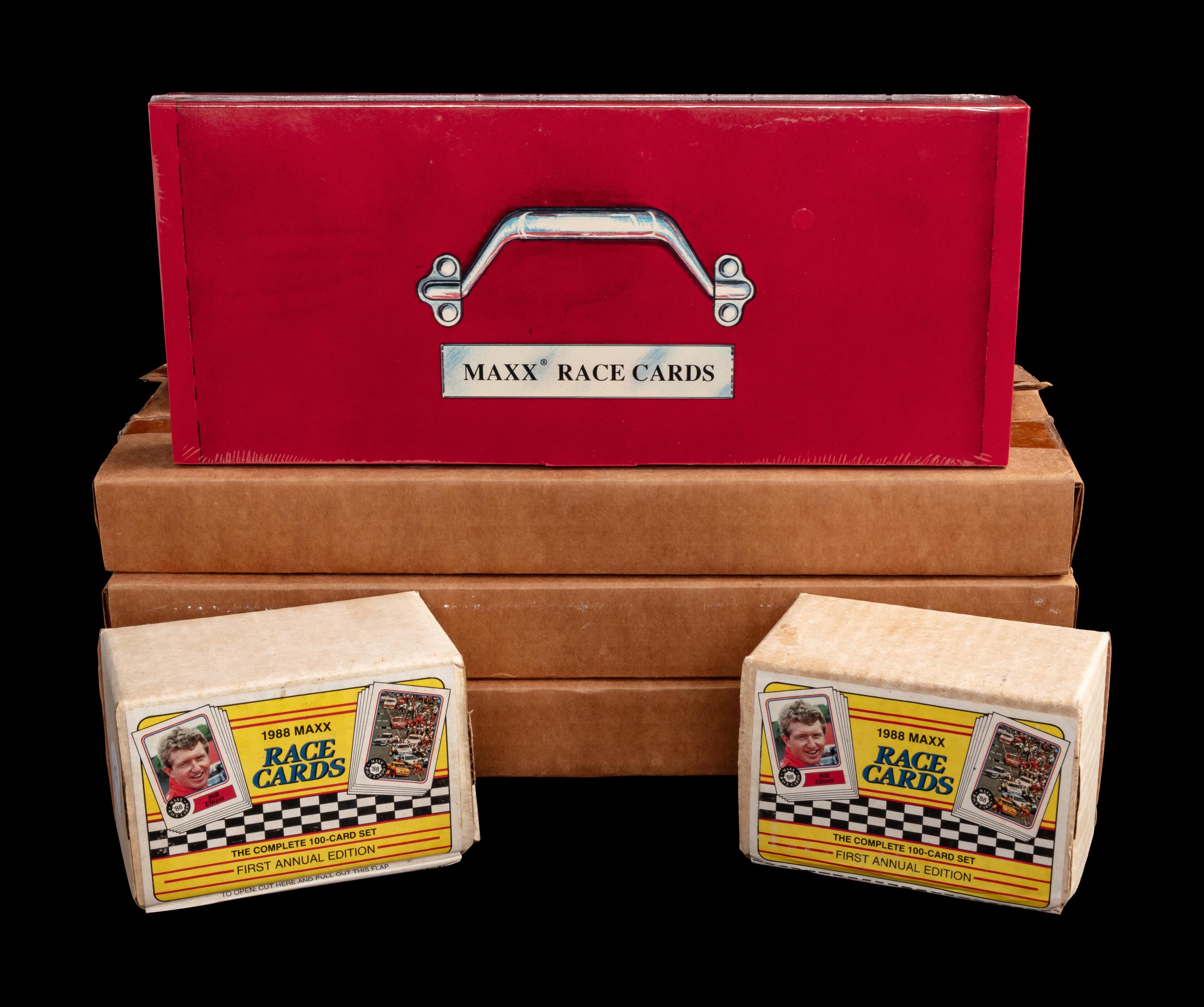 A Collection of Three Factory Sets (Toolbox) of 1989 Maxx NASCAR Racing Cards All Featuring Dale Earnhardt Rookie Cards and Two 1988 Maxx Factory Sets