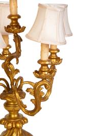 A Contemporary Giltwood Six-Light Table Lamp