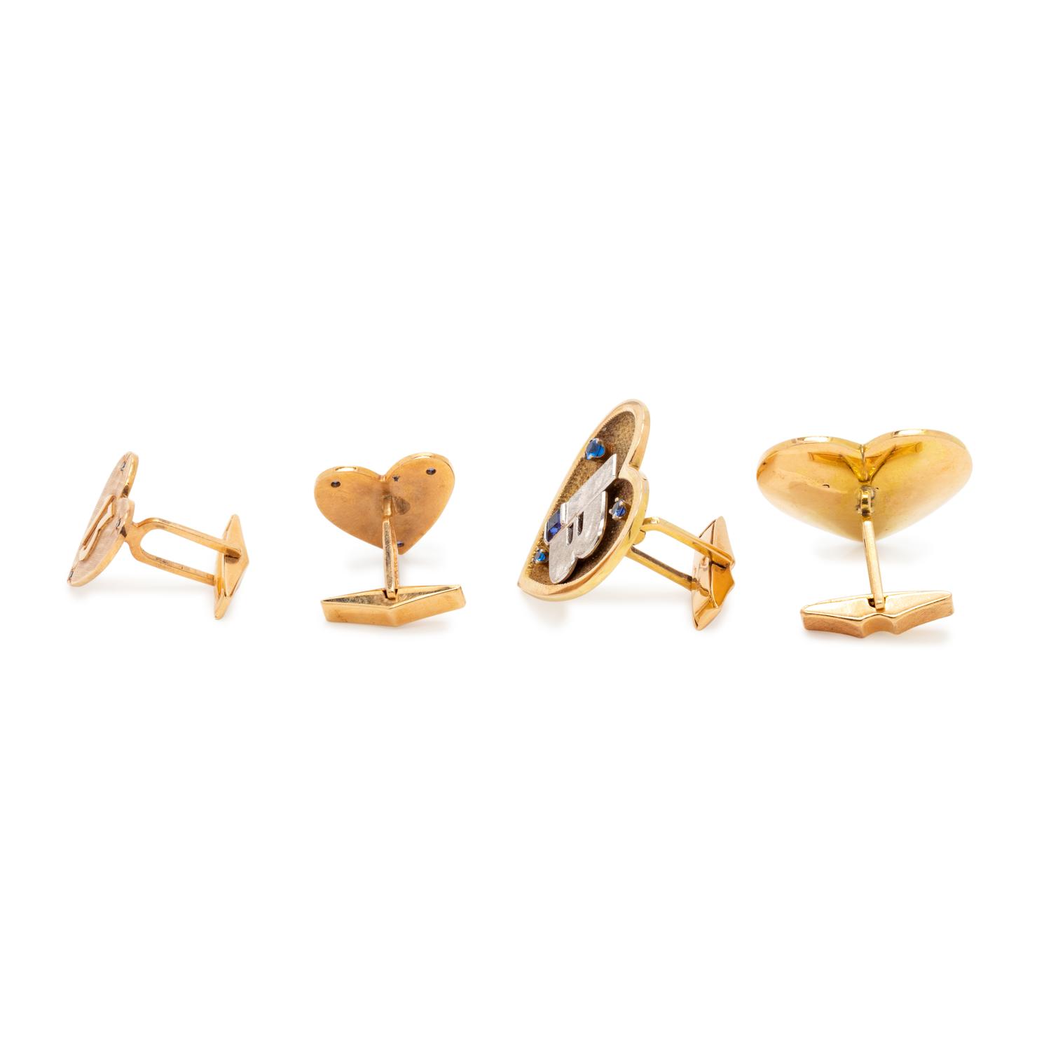 COLLECTION OF GOLD 'LUCKY 13' CUFFLINKS