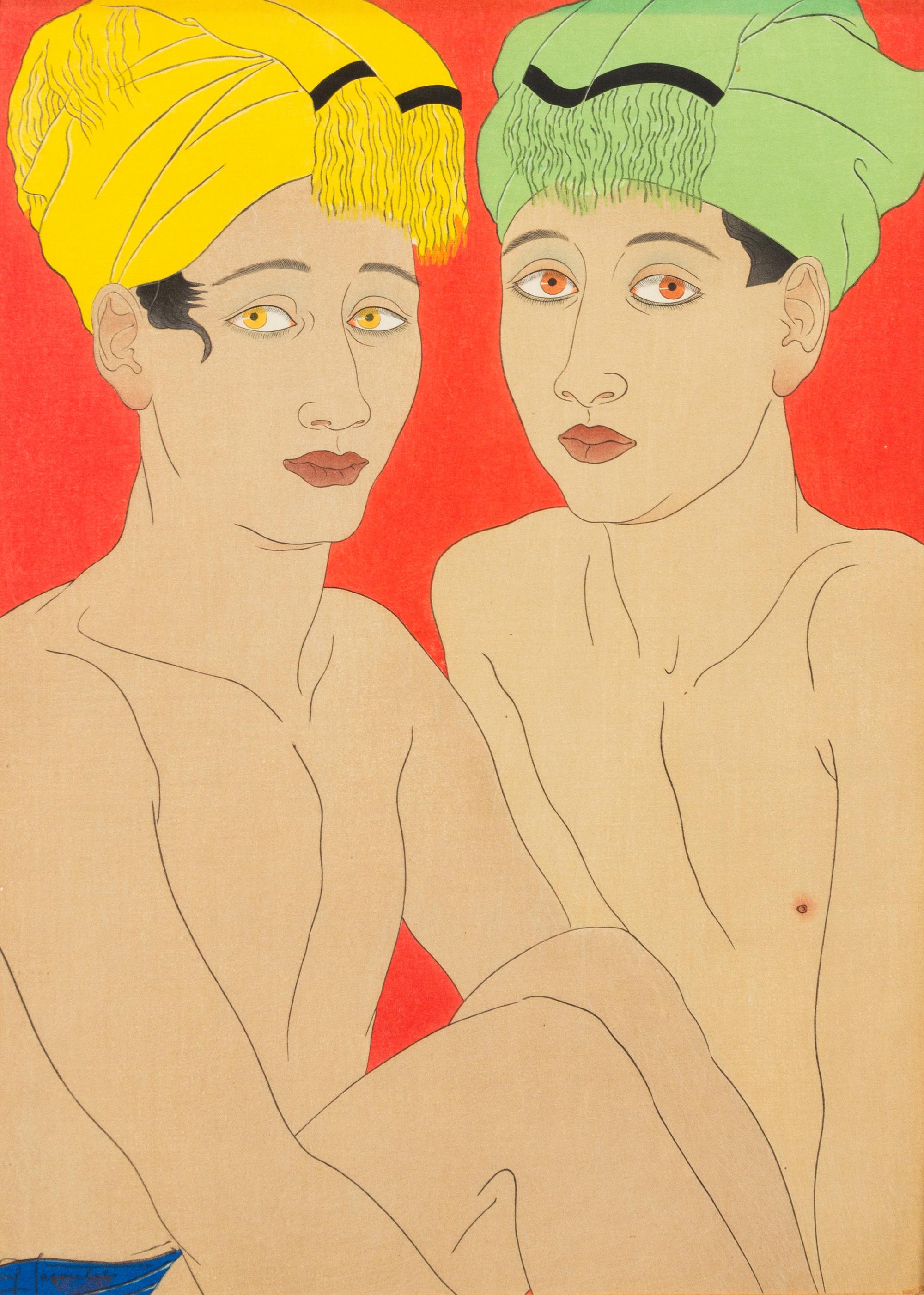 Paul Jacoulet, (French, 1902-1960), Les enfants aux yeux jaunes, Ohlol, Est Carolines, 1940