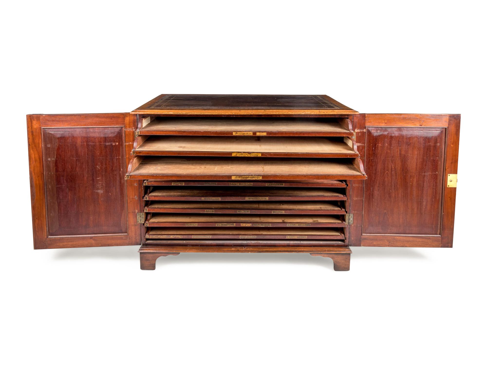 A George III Style Mahogany Map Cabinet