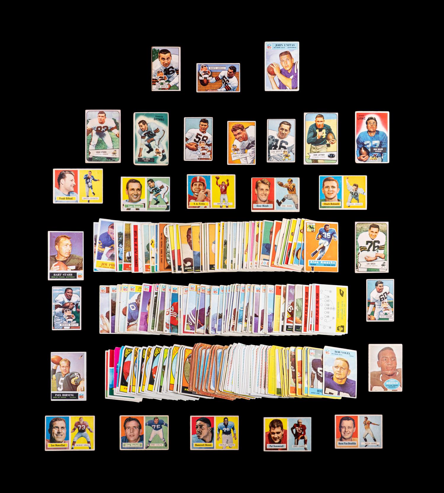 A Shoebox Collection of Over 200 Assorted 1950s and 1960s Football Cards Including Multiple Hall of Famers and Notables