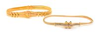 Two Judith Leiber Goldtone Belts,