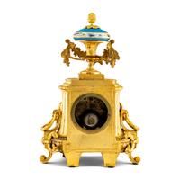 A French Gilt-Metal and Porcelain-Inset Mantel Clock