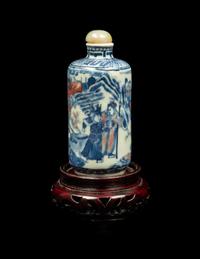 A Chinese Copper Red and Underglaze Blue Porcelain Snuff Bottle