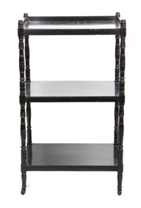 An American Painted Three Tiered Whatnot Height 38 1/2 x width 22 1/2 x depth 15 inches