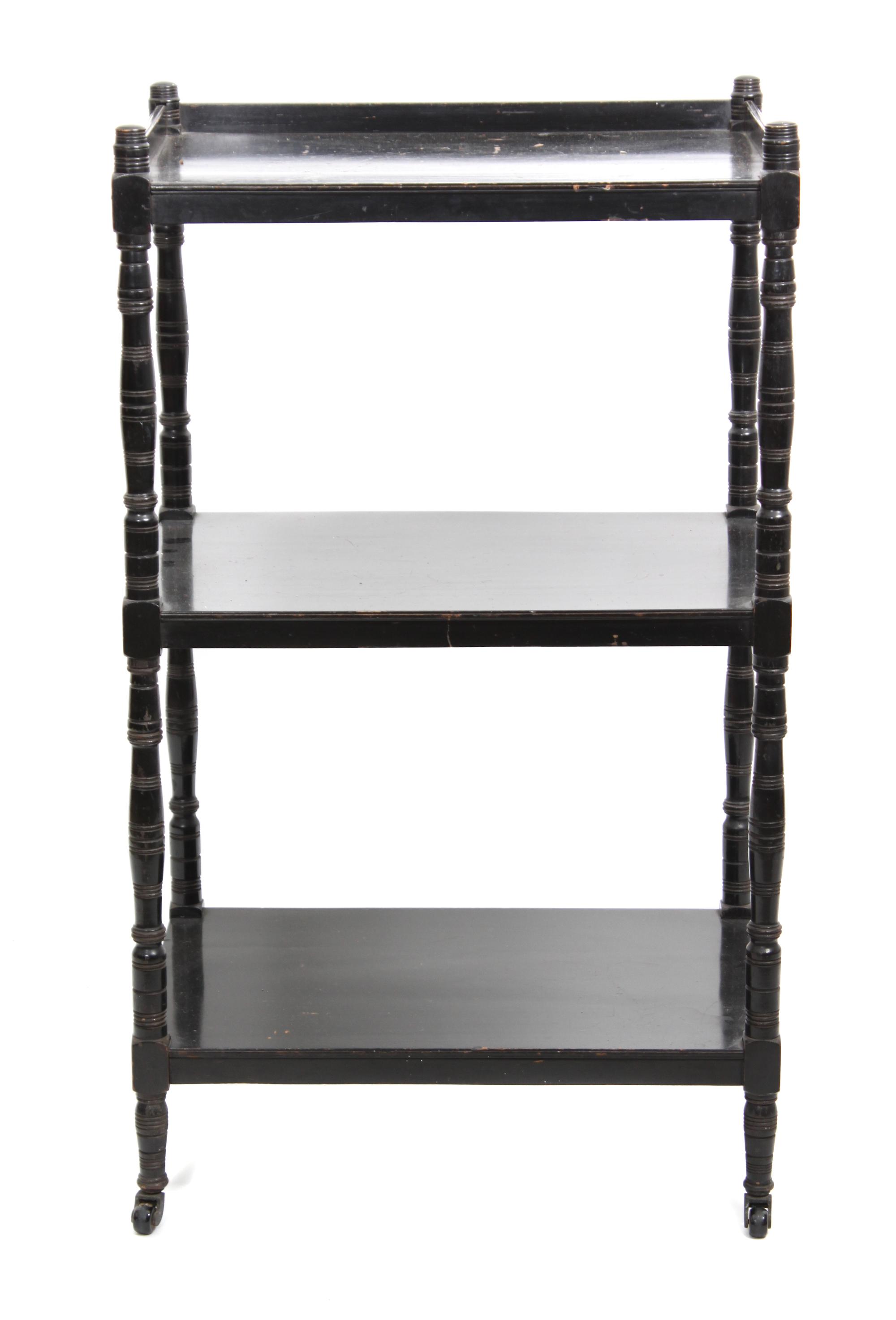 An American Painted Three Tiered Whatnot Height 38 1/2 x width 22 1/2 x depth 15 inches
