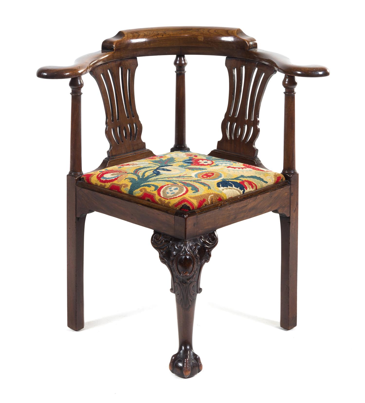 A George II Mahogany Corner Chair Height 31 1/2 inches. — MID-18TH CENTURY
