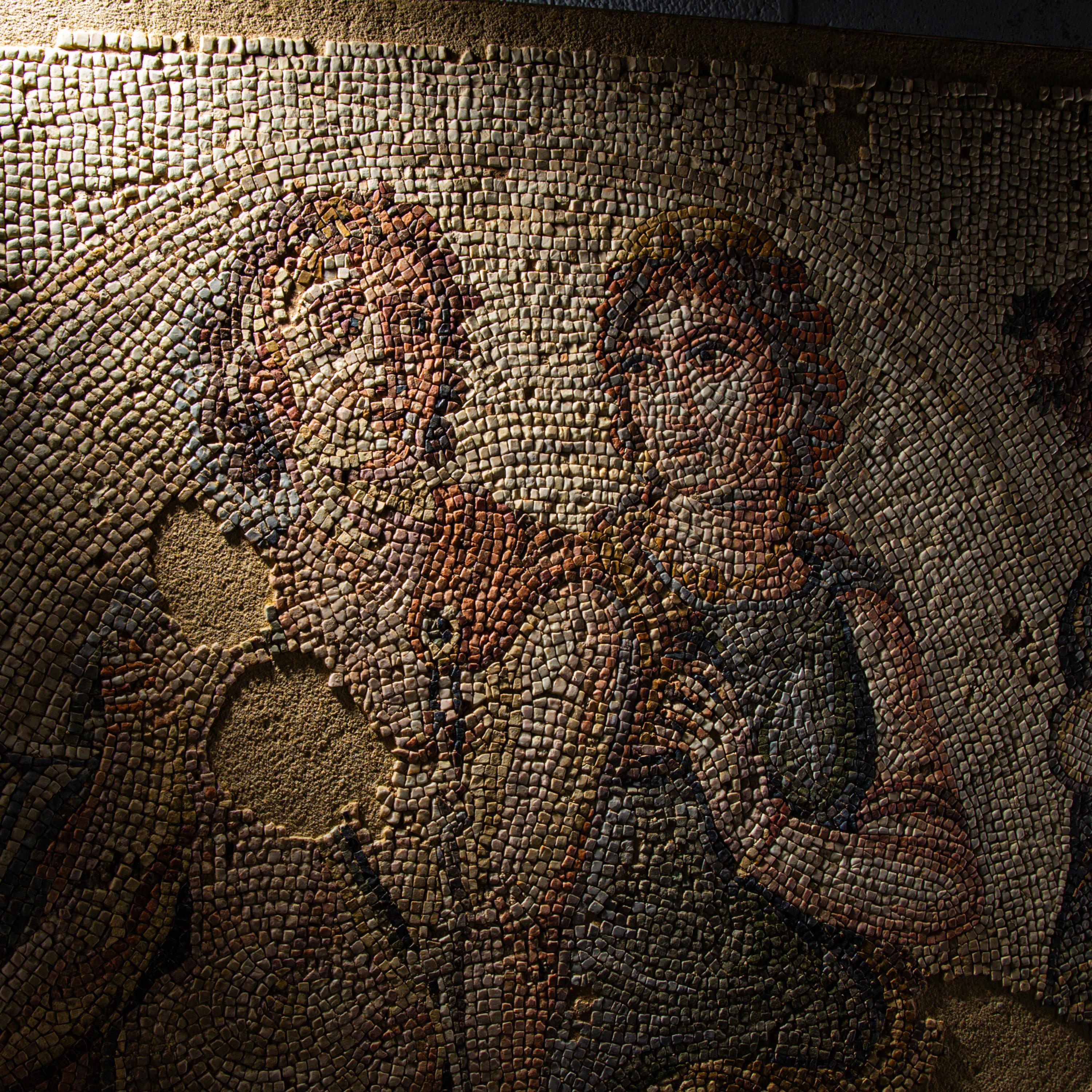 A Roman Mosaic Panel with Hippolytus and Phaedra