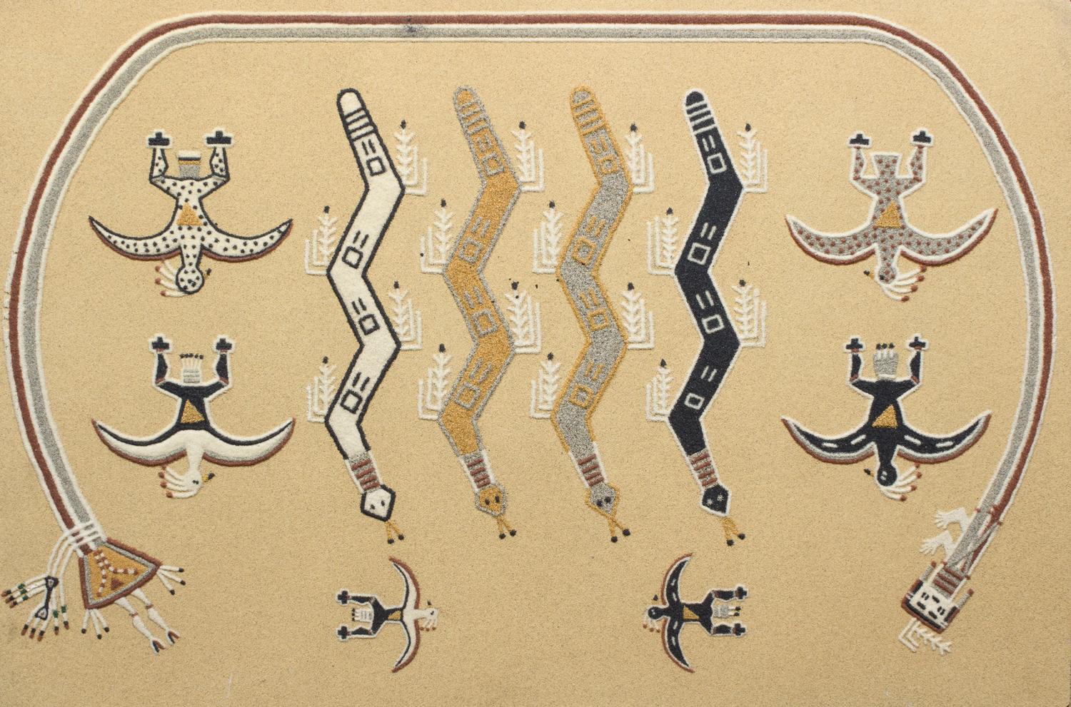 A Navajo Sand Painting 23 7/8 x 36 inches.
