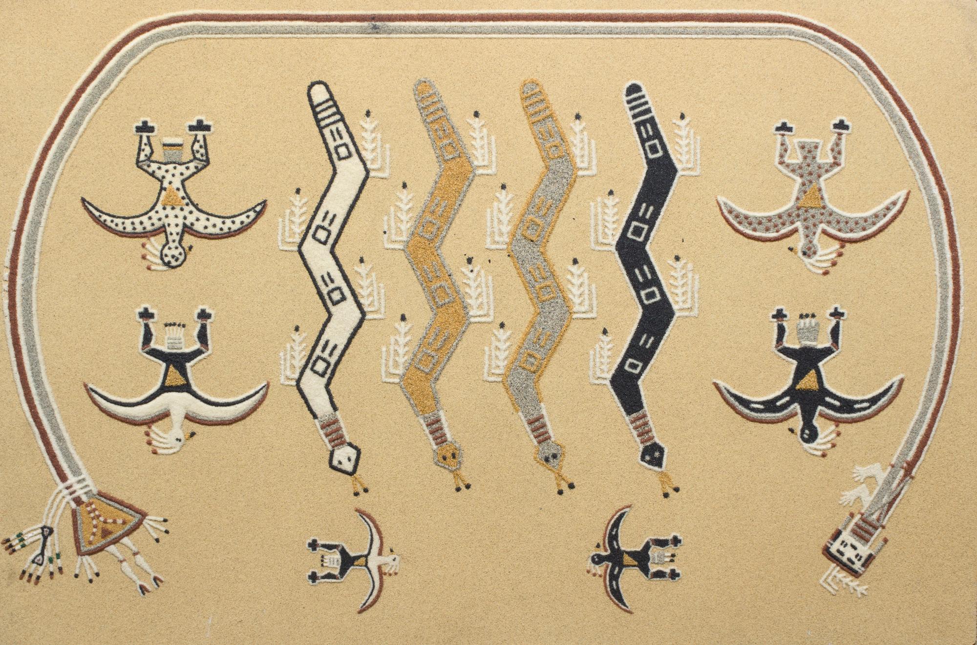 A Navajo Sand Painting 23 7/8 x 36 inches.