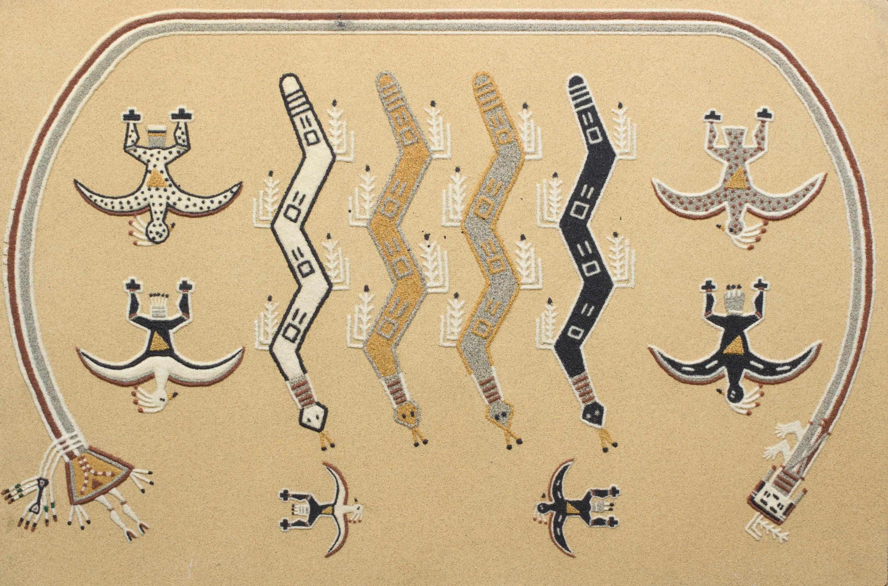 A Navajo Sand Painting 23 7/8 x 36 inches.