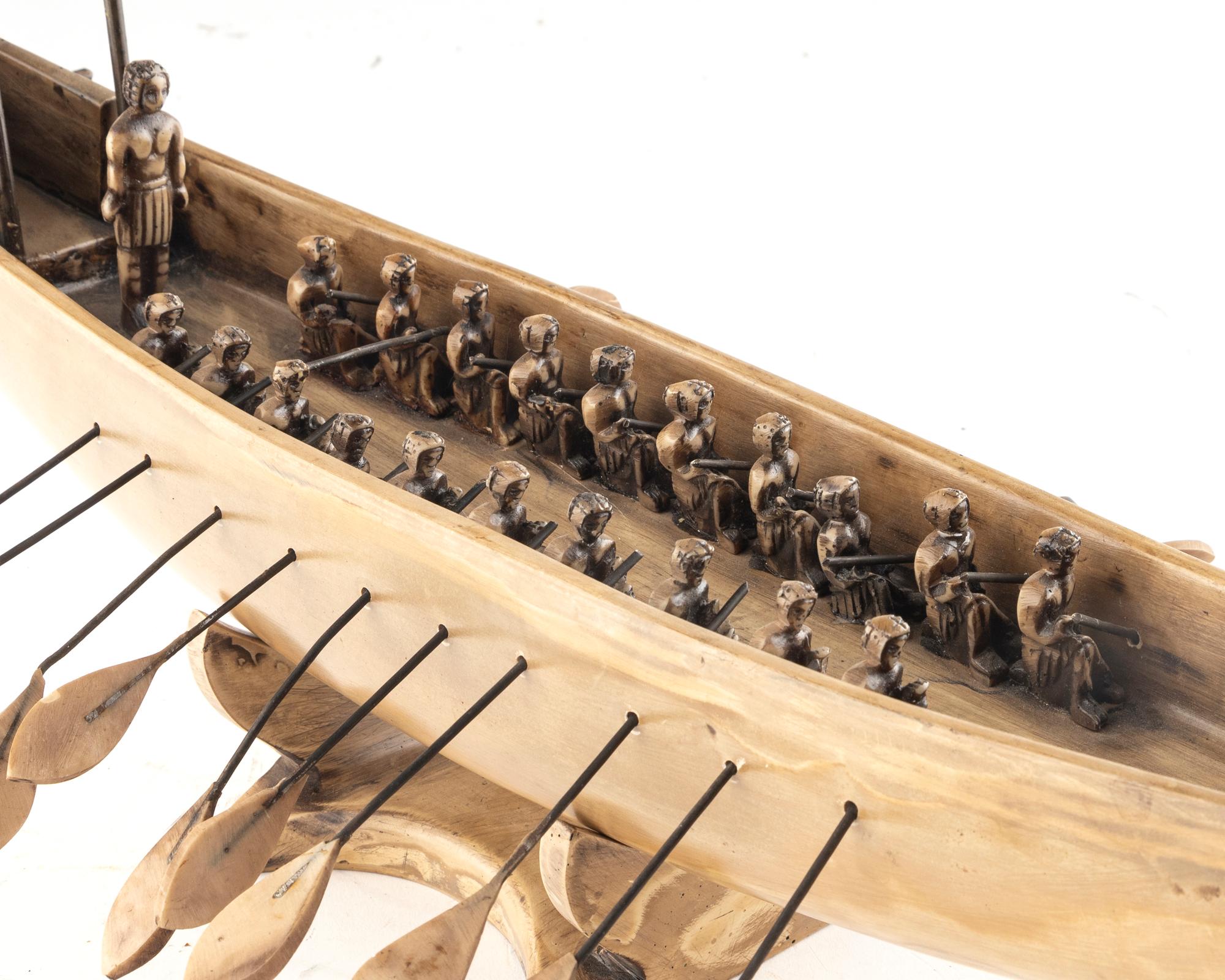 An Egyptian Style Carved Wood Boat Model