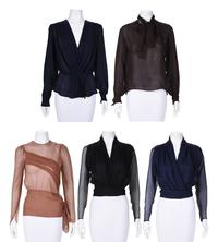 Five Silk Chiffon Blouses: Including Two Yves Saint Laurent Haute Couture, 1970-80s