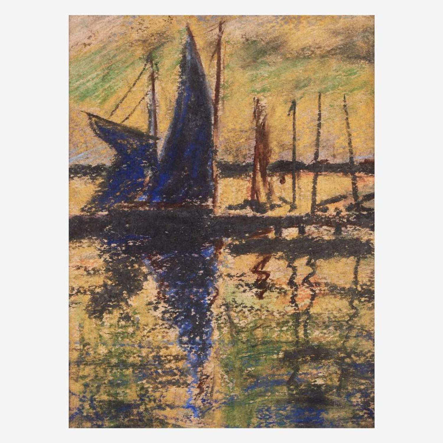 Frederick R. Wagner (American, 1864-1940) The Orange Schooner; together with 3 companions