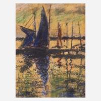 Frederick R. Wagner (American, 1864-1940) The Orange Schooner; together with 3 companions