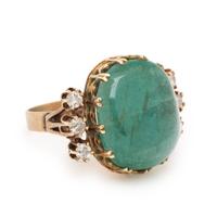 Emerald, Diamond, and Yellow Gold Ring