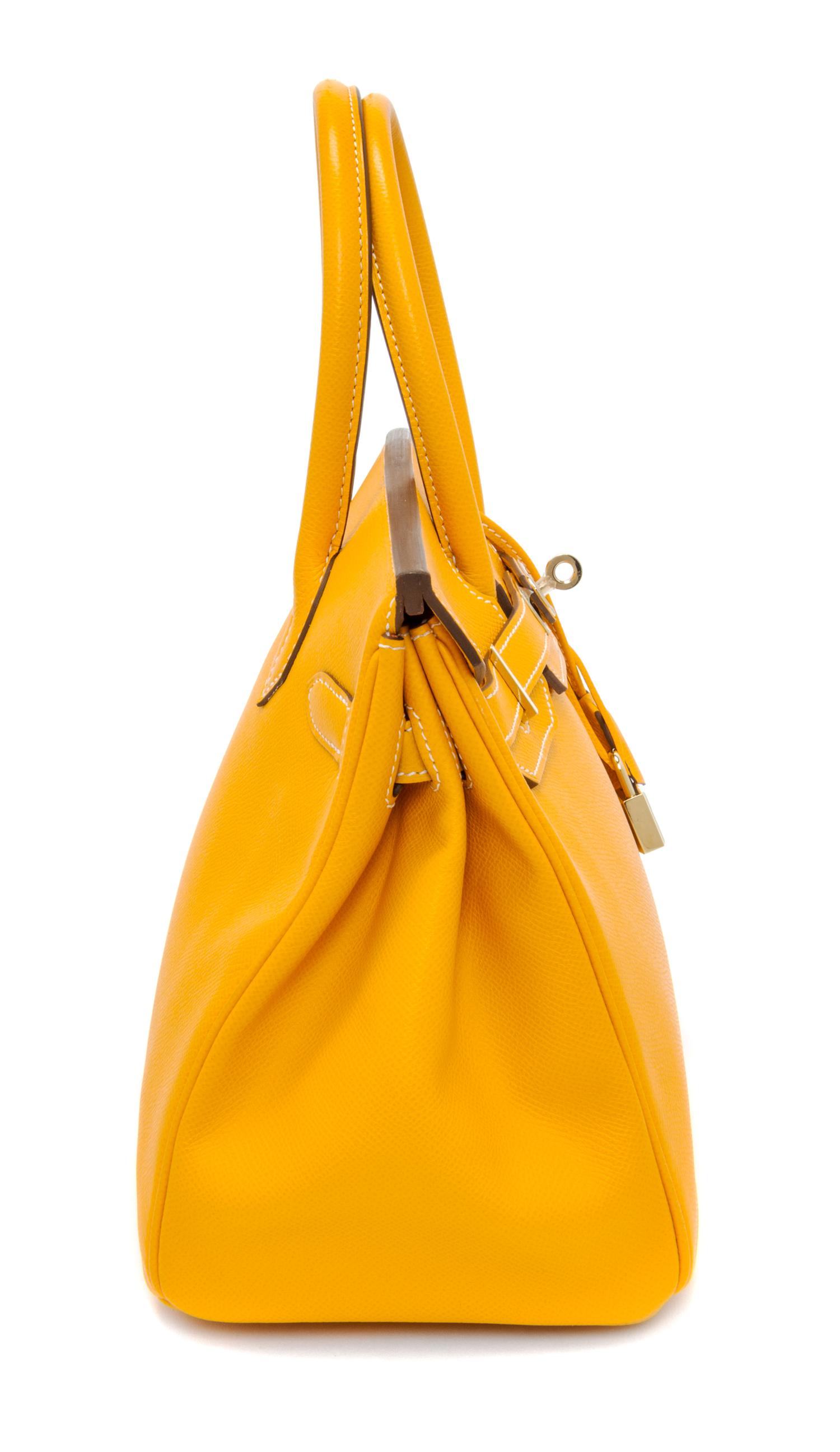 An Hermes Bicolor Jaune d'Or Epsom 30cm Birkin Handbag, 12" x 8.5" x 6".
