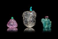 Three Chinese Precious Stone Snuff Bottles