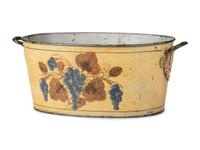 A Tole Paint Decorated Wash Basin with Handles