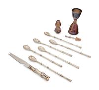A Group of Nine Tiffany & Co. Silver Bamboo Pattern Bar Articles