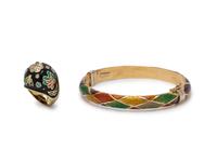 COLLECTION OF DIAMOND AND ENAMEL JEWELRY