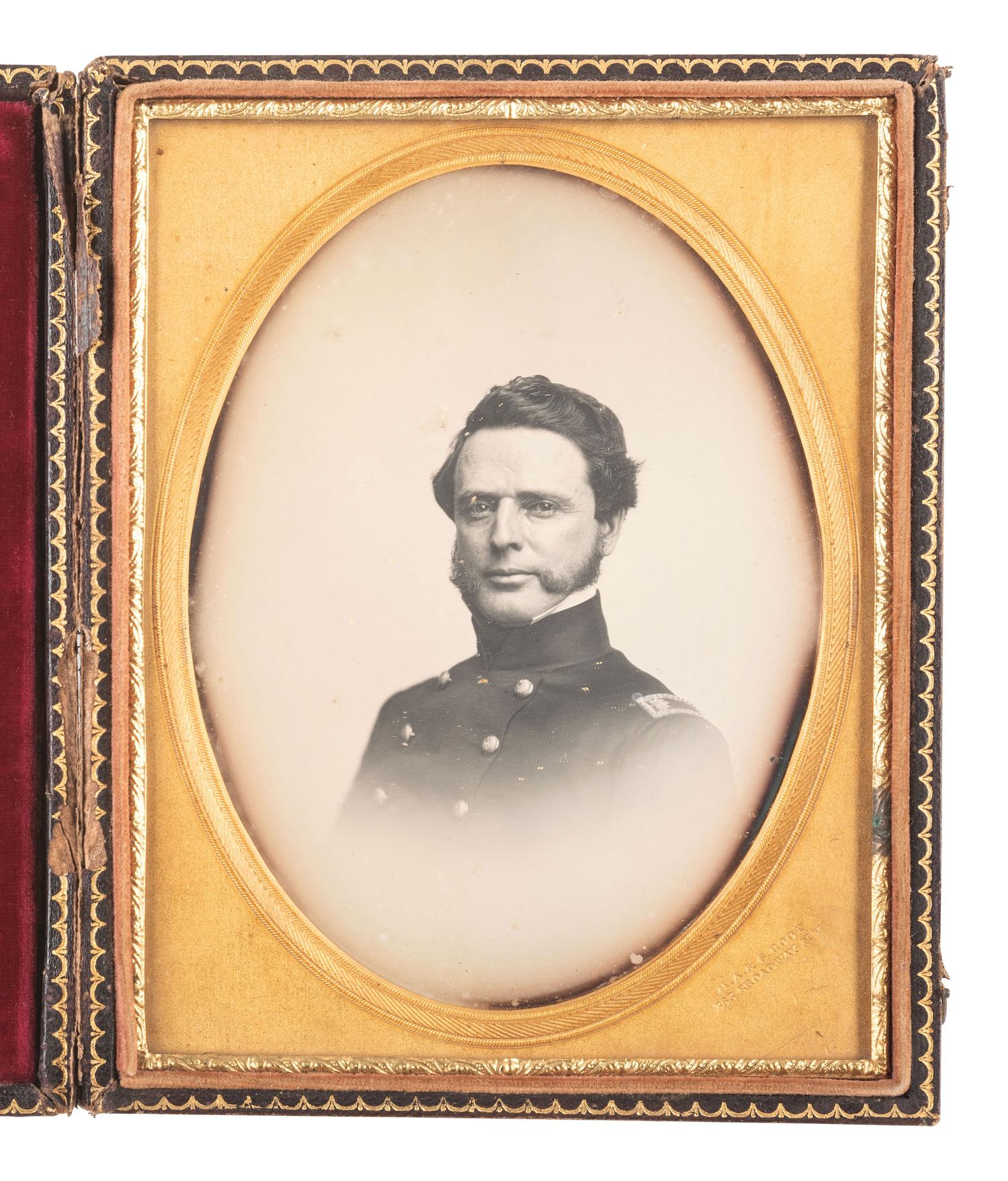 [CIVIL WAR]. ROOT, M.A. & S., photographers. Half plate daguerreotype of Major Oscar F. Winship. New York, NY, ca 1851-1853.