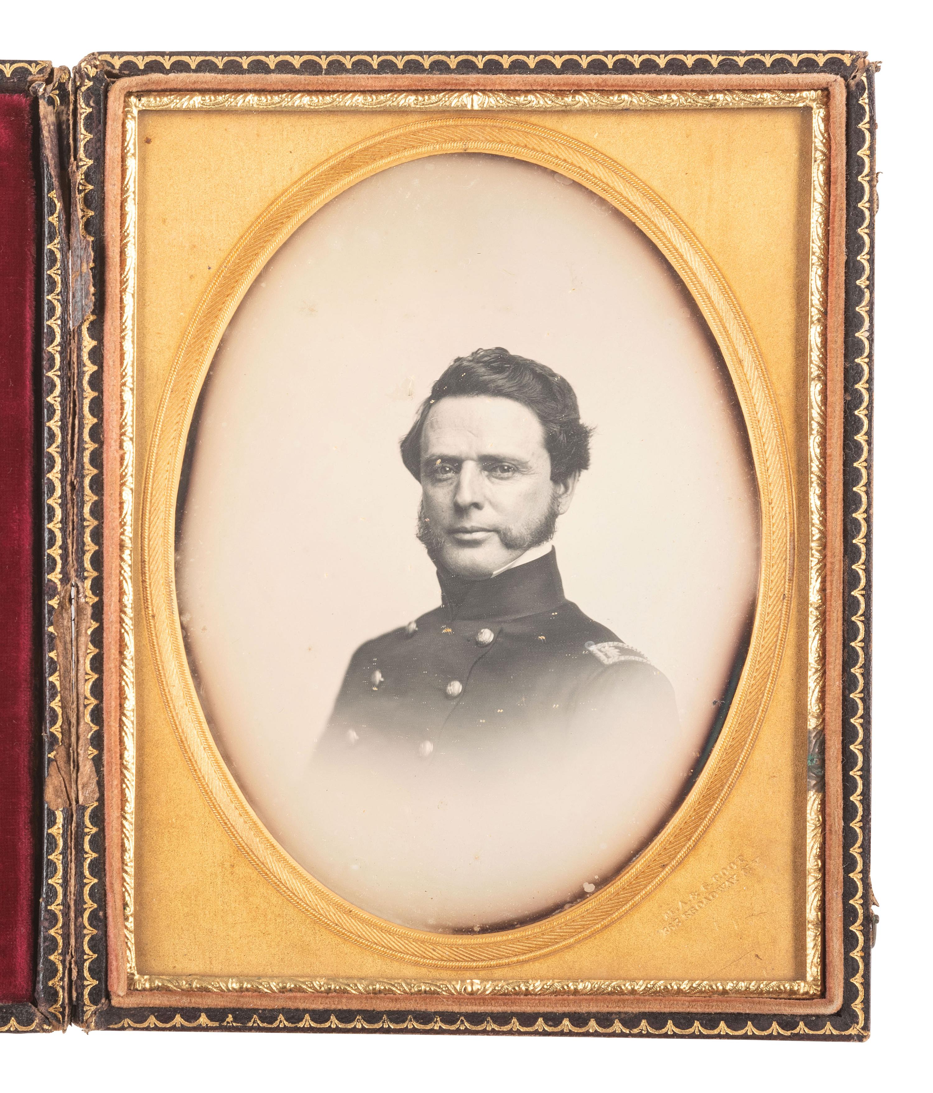 [CIVIL WAR]. ROOT, M.A. & S., photographers. Half plate daguerreotype of Major Oscar F. Winship. New York, NY, ca 1851-1853.