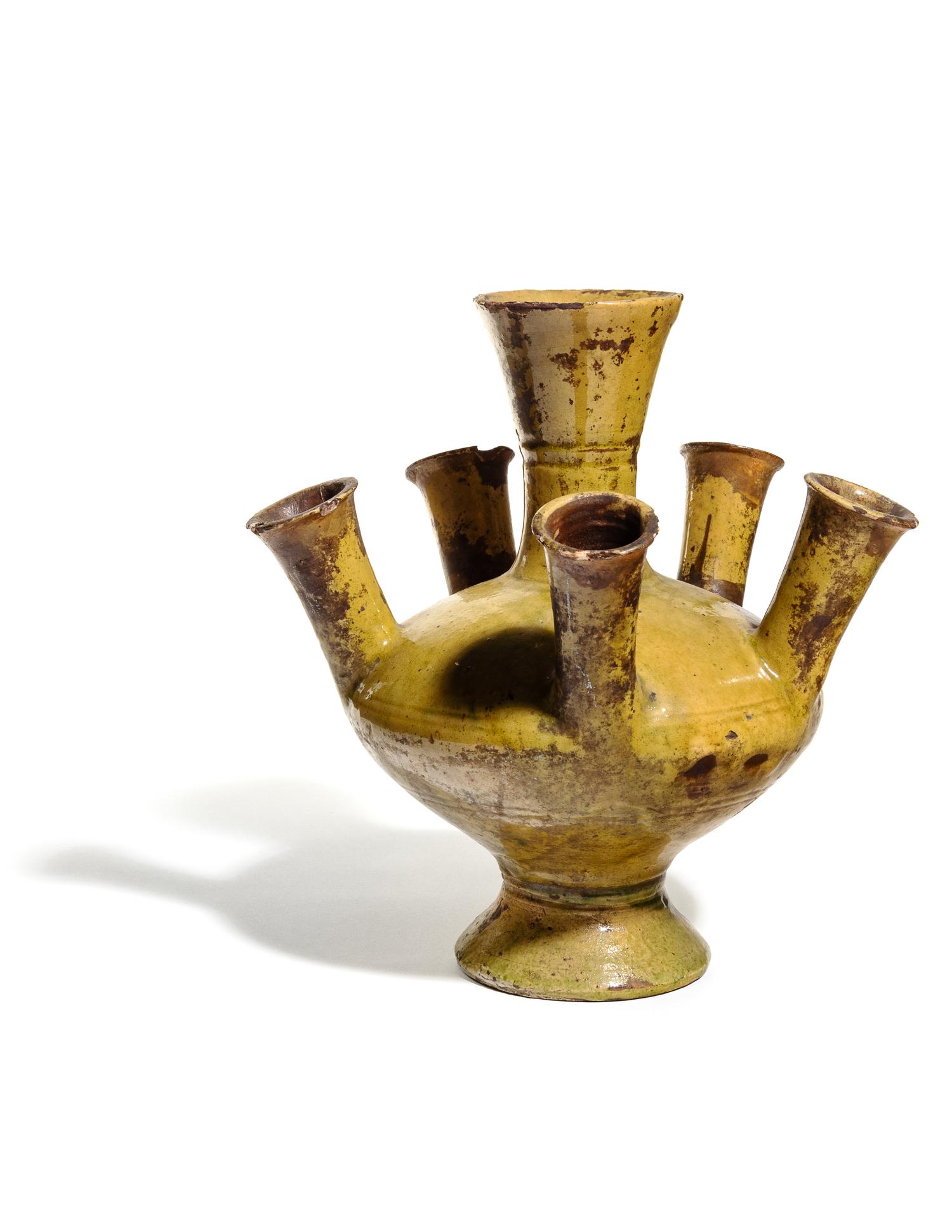 An Ochre-Glazed Six-Part Pottery Vase