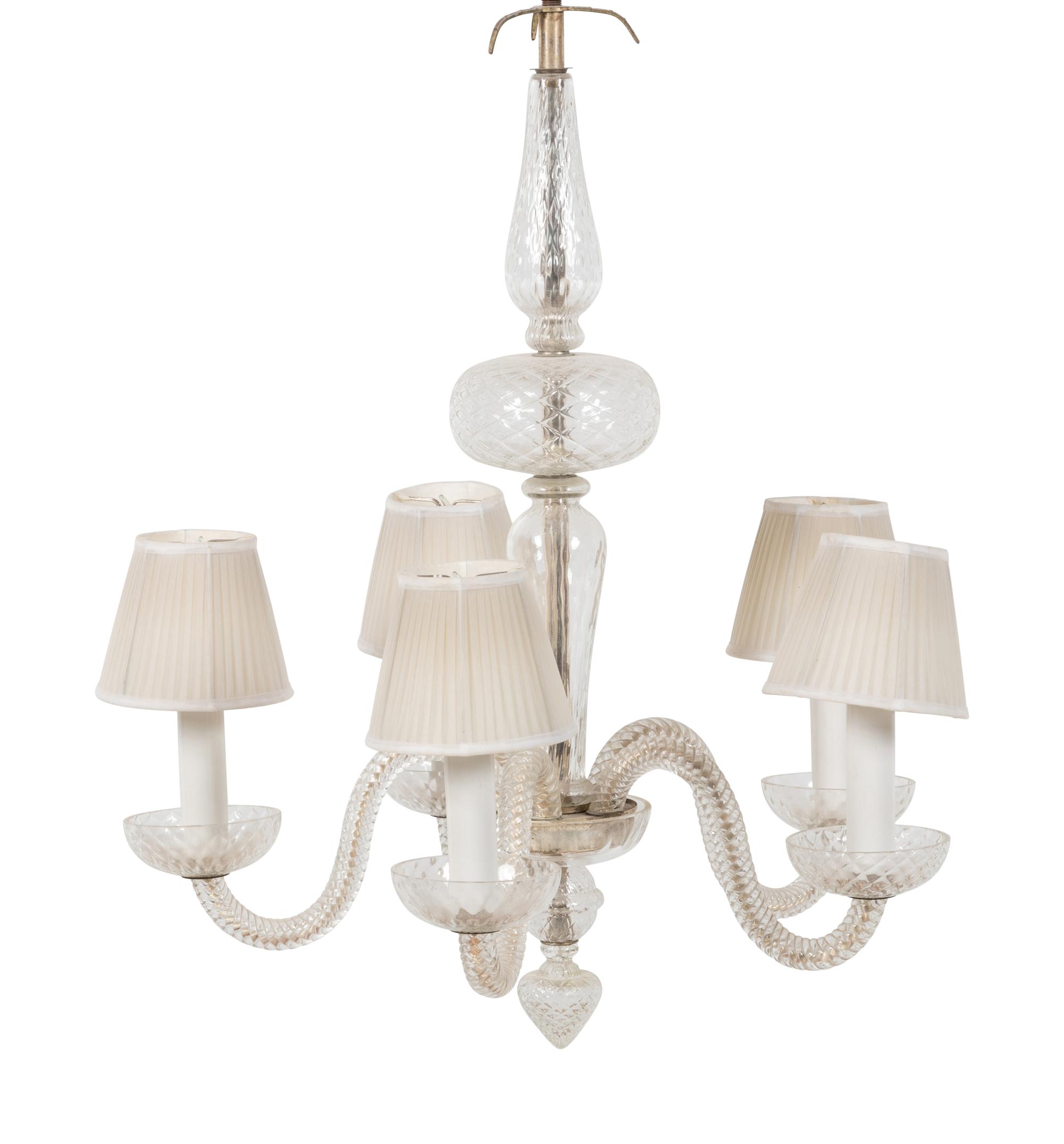 A Murano Glass Five-Light Chandelier