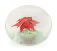 A Paul Stankard Red Flower Glass Paperweight