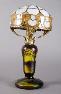 A Cameo Glass Lamp Base, Michel, Height overall 14 1/2 inches.